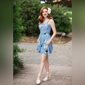 Trashy Diva French Blue Roses Trixie Romper SMALL